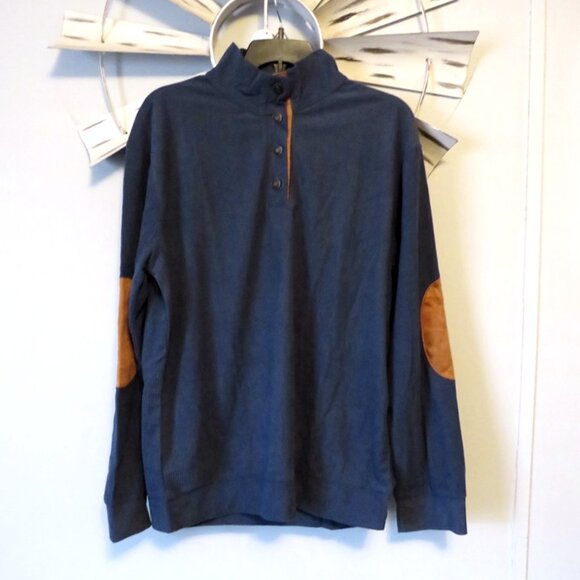 NWOT Blue Lightweight Ribbed Shirt w/Brown Accent Size Medium - Picture 1 of 6
